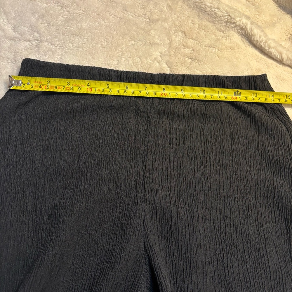 H&M Pants Small Black Crepe Textured Knit Flare BootCut Elastic Waist Side Slits - Picture 11 of 13